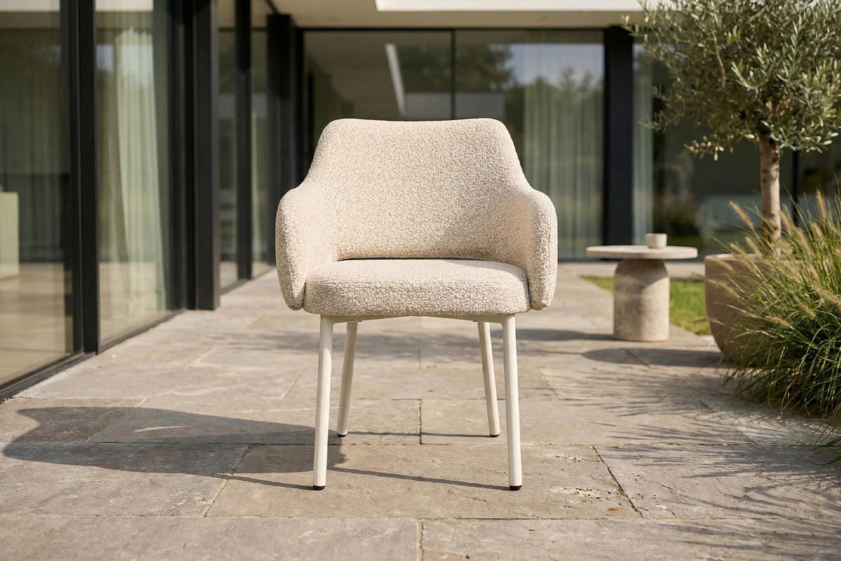 GARTENSTUHL AMUR Cremeweiß SOLENZO Flachgewebe (1er-Set) - Creme, Textil (62/80/62cm) - KAWOLA