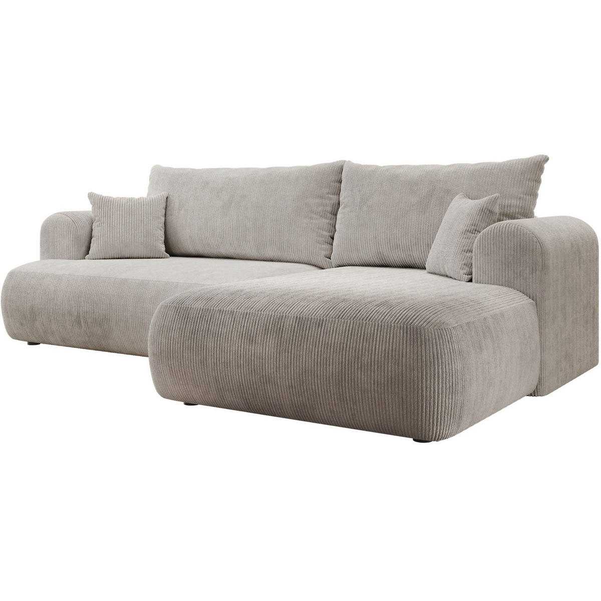 ECKSOFA Ovo Cord mit Cordbezug Graubeige, rechts - Taupe/Schwarz, Textil (165/260cm) - Selsey