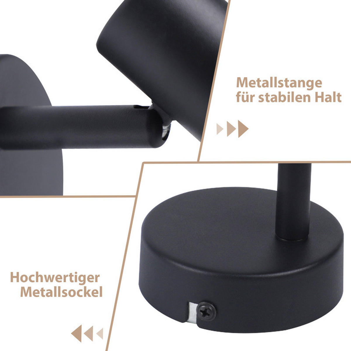 DECKENSTRAHLER Cham Ⅲ 1-flammig 15/12/16 cm - Schwarz, Metall (15/12/16cm) - Nettlife