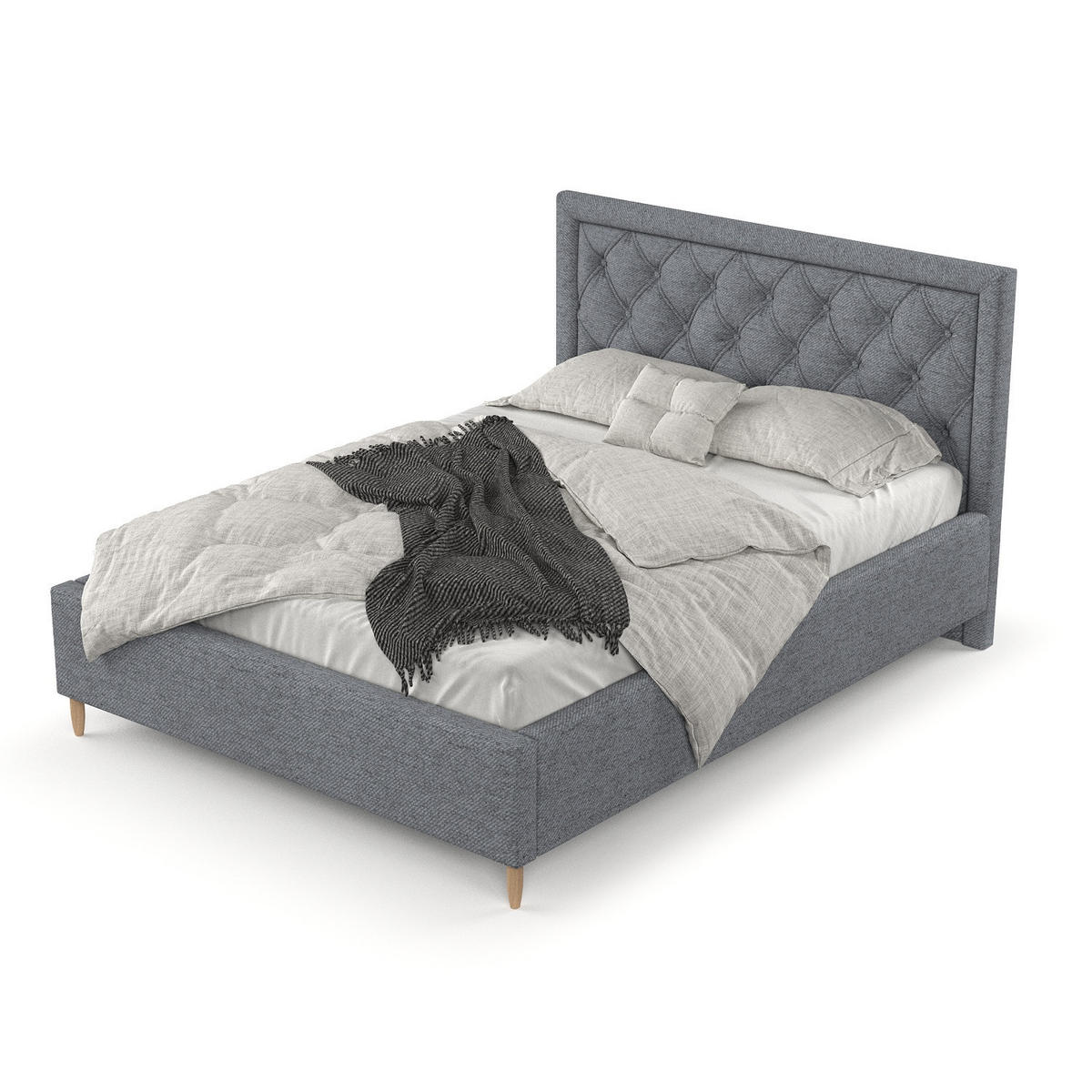 POLSTERBETT Lido 180/200 cm Grau im Neve Stoff - Naturfarben/Grau, Holz/Holzwerkstoff (180/200cm) - AltaBeds