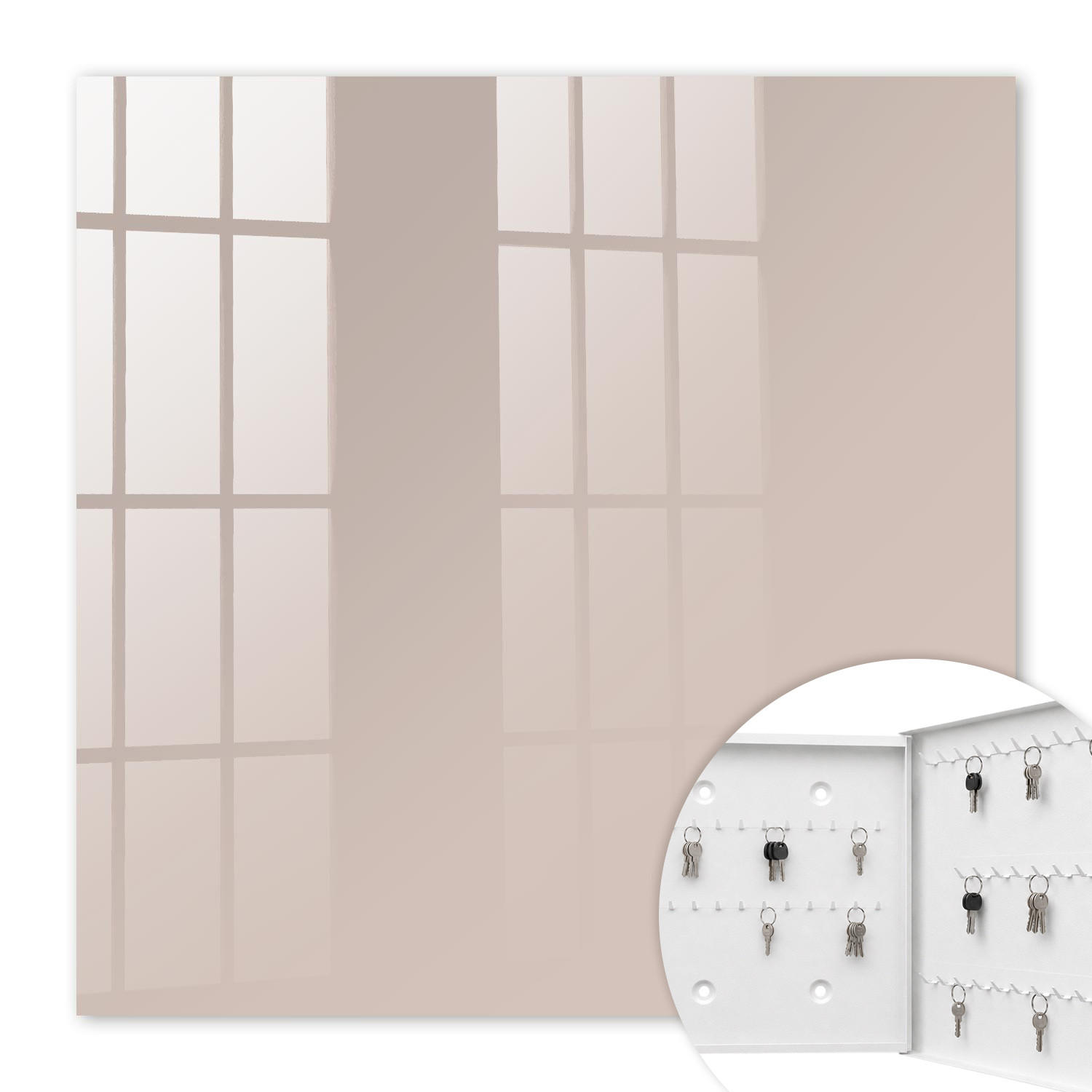 SCHLÜSSELBOX Weiß 30x30 cm – Türöffnung nach rechts - Warmes, gedecktes Beige - Beige, Metall (30/30/5cm) - TULUP