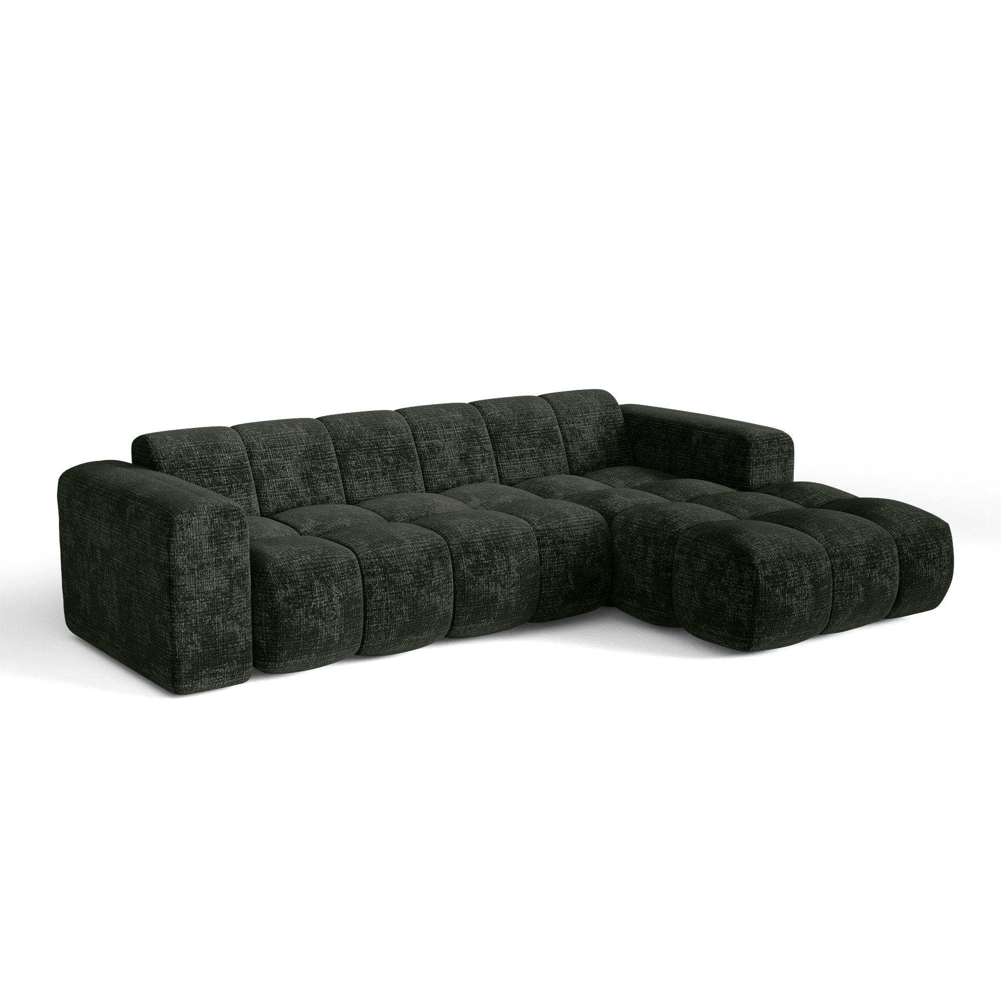 ECKSOFA rechtwinklig BLOOM Geprägter Samt Anthrazitgrau 290cm - Dunkelgrau/Anthrazit, Textil (290/164cm) - Premium Interiors