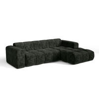 ECKSOFA rechtwinklig BLOOM Geprägter Samt Anthrazitgrau 290cm - Dunkelgrau/Anthrazit, Textil (290/164cm) - Premium Interiors
