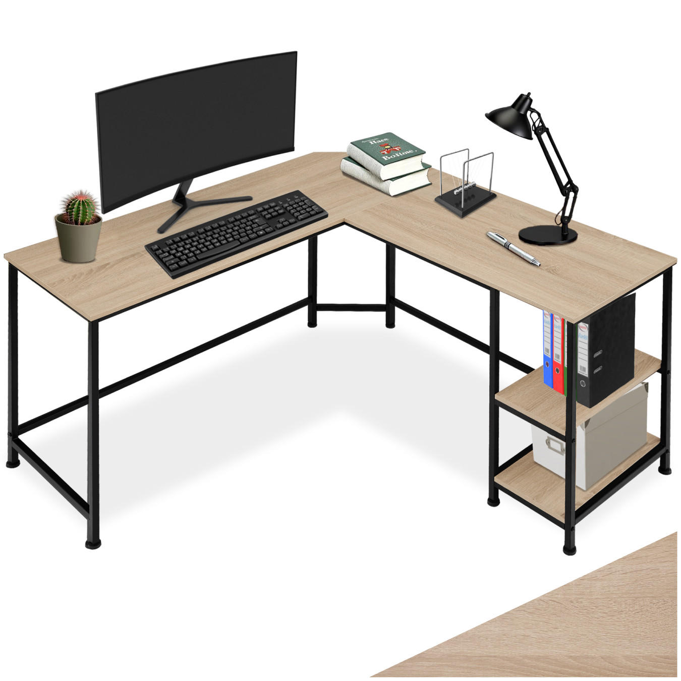 SCHREIBTISCH Hamilton,138 x 138 x 75,5 cm,Industrial Holz hell, Eiche Sonoma - Naturfarben, Holz (138/138/75.5cm) - tectake