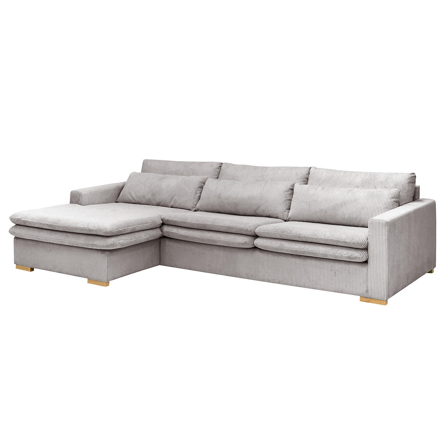 ECKSOFA mit Longchair - Hellgrau, Textil (299/164cm) - home24