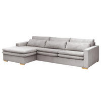 ECKSOFA mit Longchair - Hellgrau, Textil (299/164cm) - home24