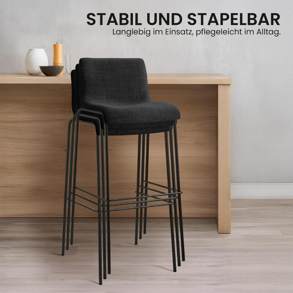 BARHOCKER Stoff Dunkelgrau - Dunkelgrau/Schwarz, Textil/Metall (43/100/48cm) - CLP