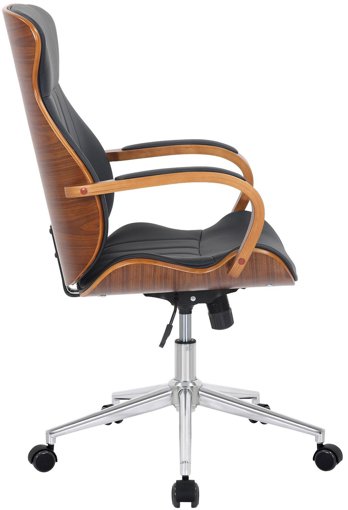 DREHSTUHL Lederlook Walnuss/Schwarz - Chromfarben/Walnussfarben, Textil/Metall (63/100/68cm) - CLP