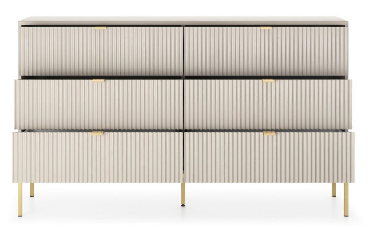 KOMMODE Kaschmir NEW KS154 Glamour Stil Goldfarben - Kaschmir/Ecru, Holzwerkstoff (154/91/39cm) - Sepro Meble