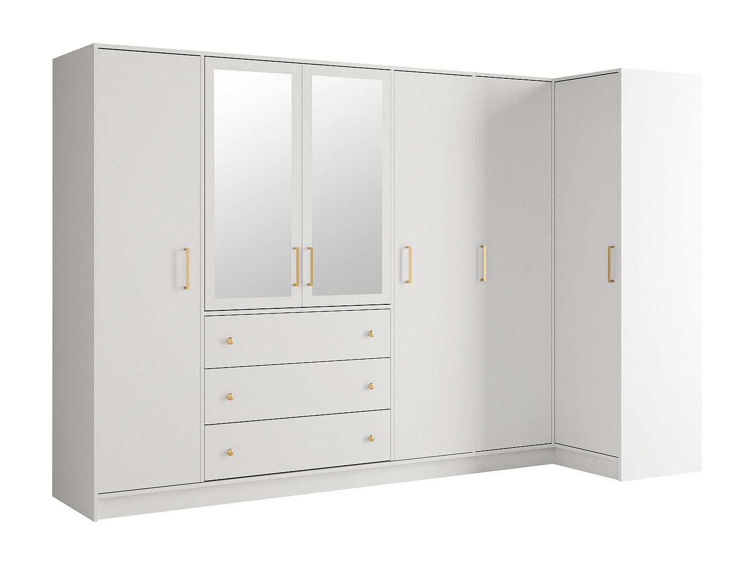 KLEIDERSCHRANK - 311 cm x 106.5 cm - holz - weiß Lizandro - Silberfarben/Weiß, Holz (311/200/106.5cm) - Vente-Unique
