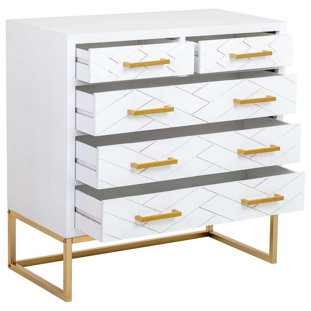 KOMMODE mit 4 schubladen aus holz und metall 80x39x81 cm - Weiß, Holz (80/81/39cm) - Wanderlust