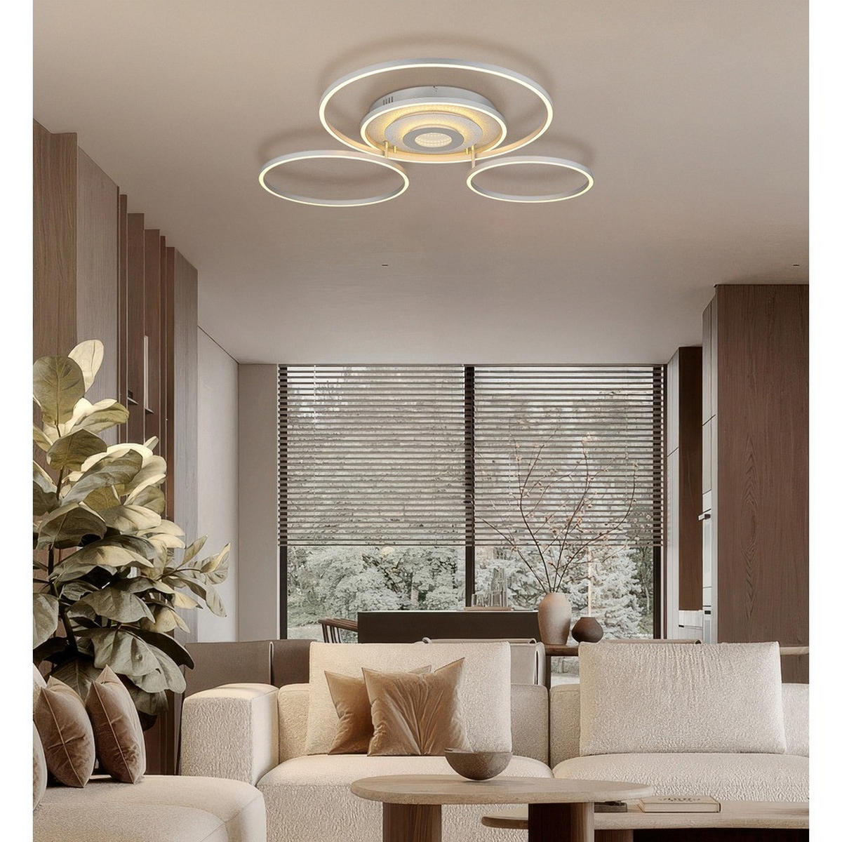 DECKENLEUCHTE MILES Metall silber, LED - Silberfarben, Metall (99.2/80.8/13.5cm) - Globo Lighting