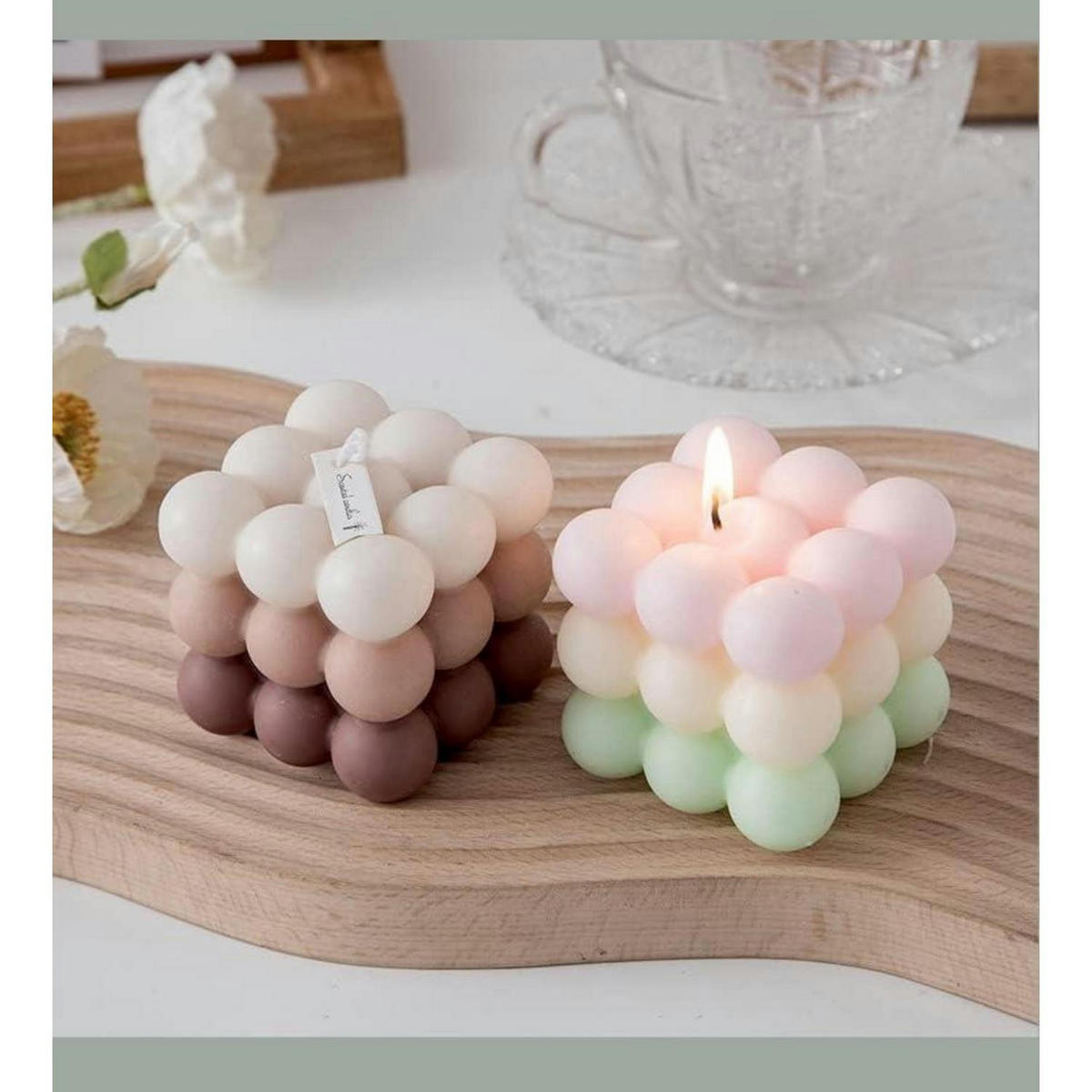 KERZENSET 2-teilig Bubble Candle Ombre Duftkerze Sojawachs - Multicolor, Paraffin (6cm)