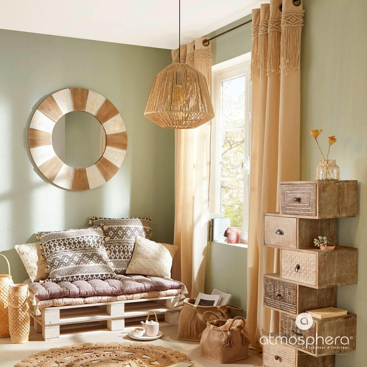 FERTIGVORHANG Ritual 140/260 cm - Beige, Naturmaterialien (140/260cm) - Atmosphera Createur d´interieur