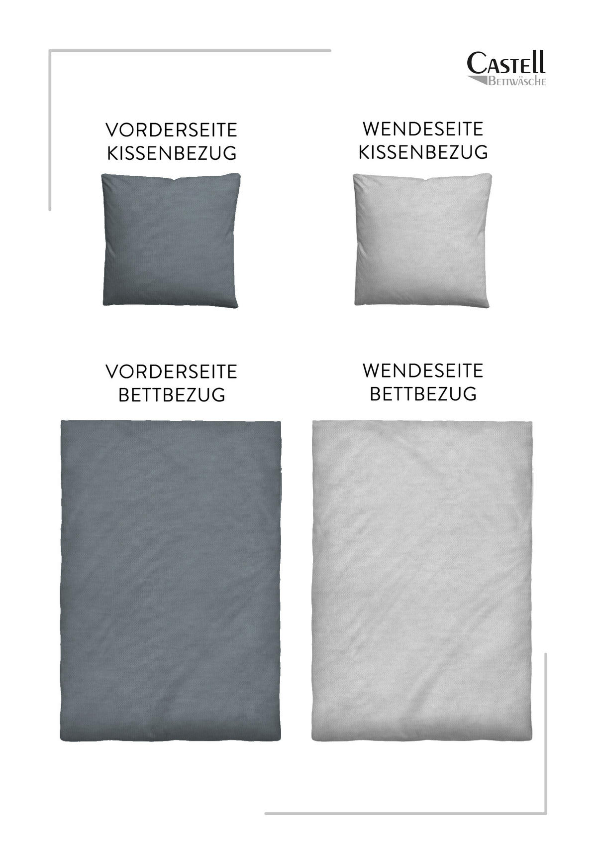 BETTWÄSCHE-GARNITUR Jersey UNI titanium, 155x220 cm + 80x80 cm - Titanfarben, Textil (155/220cm) - Castell