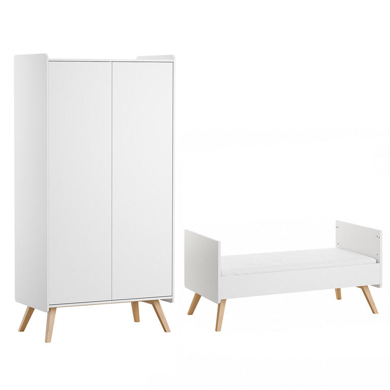 BABYZIMMER 2-teilig Vintage Weiß - Weiß, Holzwerkstoff (145/103/75cm) - Petits-meubles