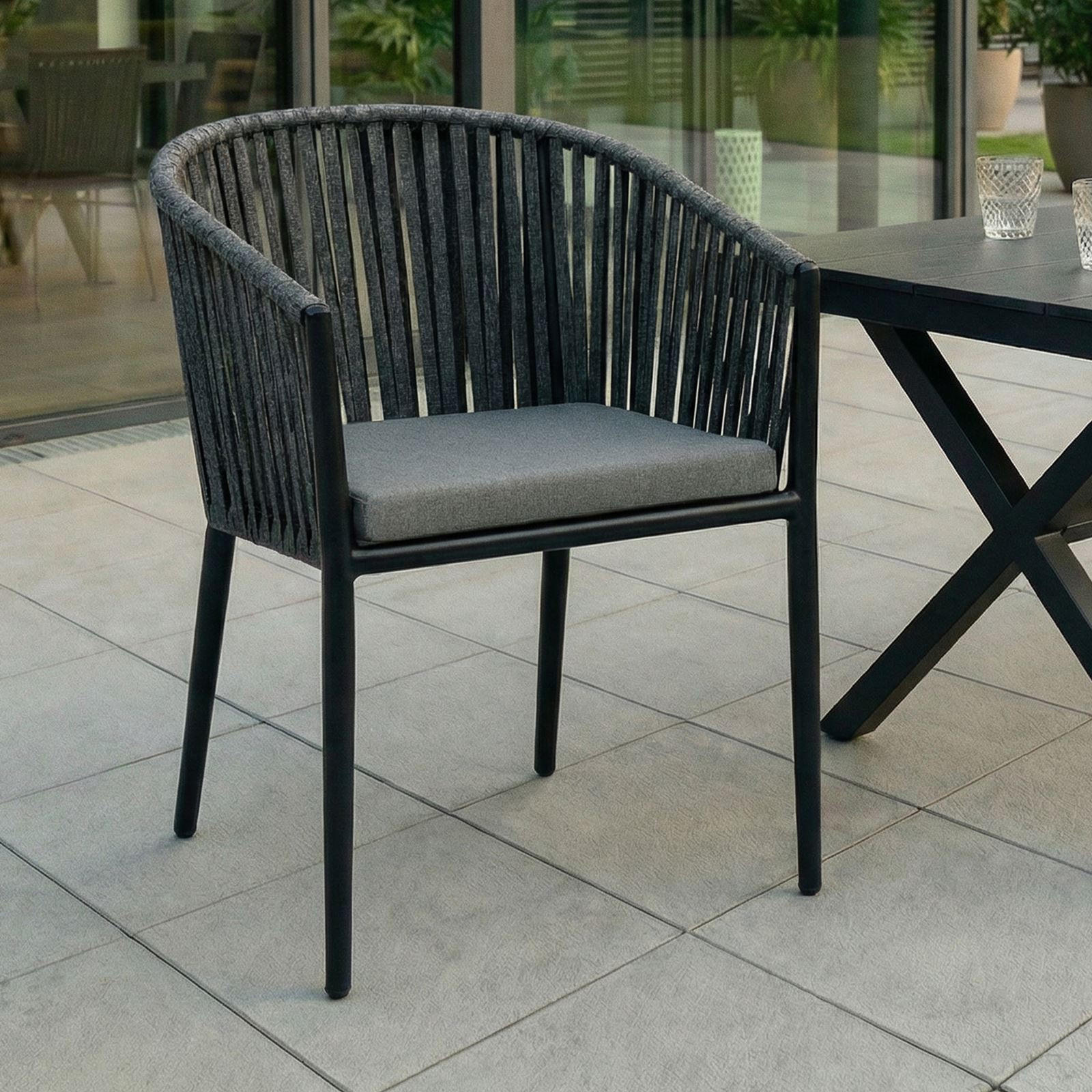 GARTENSTÜHLE ISOLA 6ER-SET - Schwarz/Grau, Textil/Metall (56/78/62cm) - IDIMEX