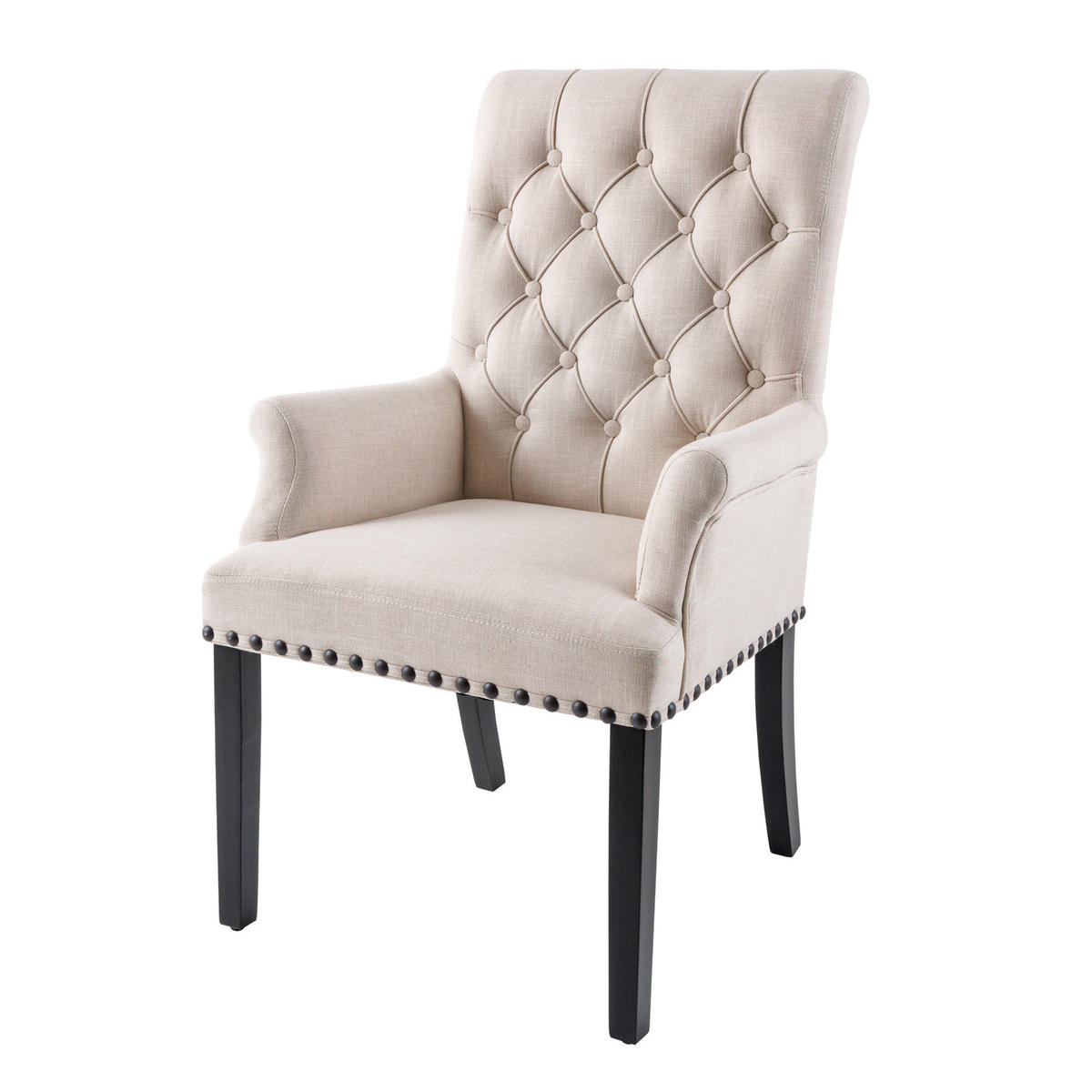 STUHL CASTLE Strukturstoff Beige 100 cm - Beige/Schwarz, Holz/Textil (59/102/64cm) - riess-ambiente