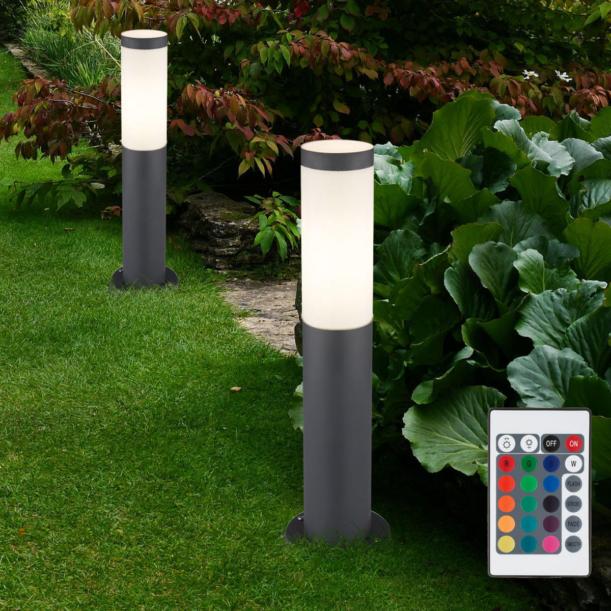 LED SOCKELLEUCHTE BOSTON Edelstahl Anthrazit - Anthrazit, Metall (7.6/7.6/45cm)