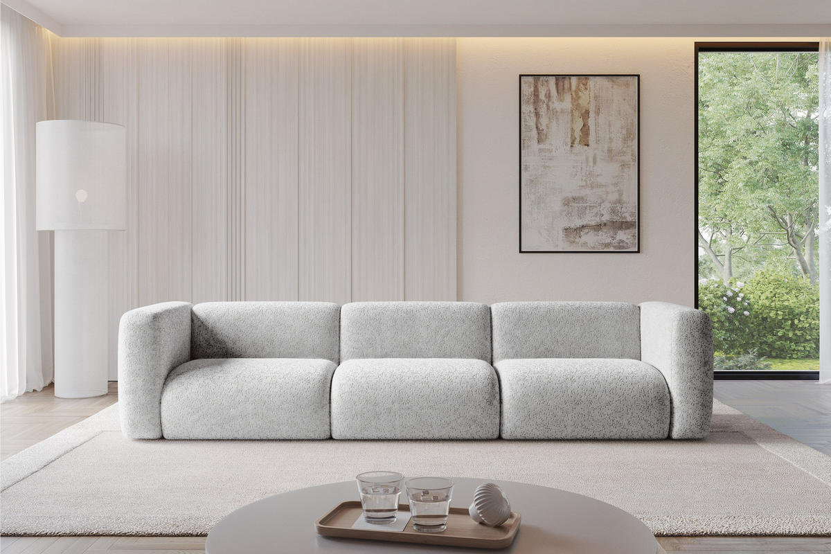 MODULÁRNÍ pohovka MIRA-S2, 3místná, 319 × 89 × 70 cm, šedá, velur - šedá/černá, kompozitní dřevo/textil (319/70/89cm) - ALTDECOR