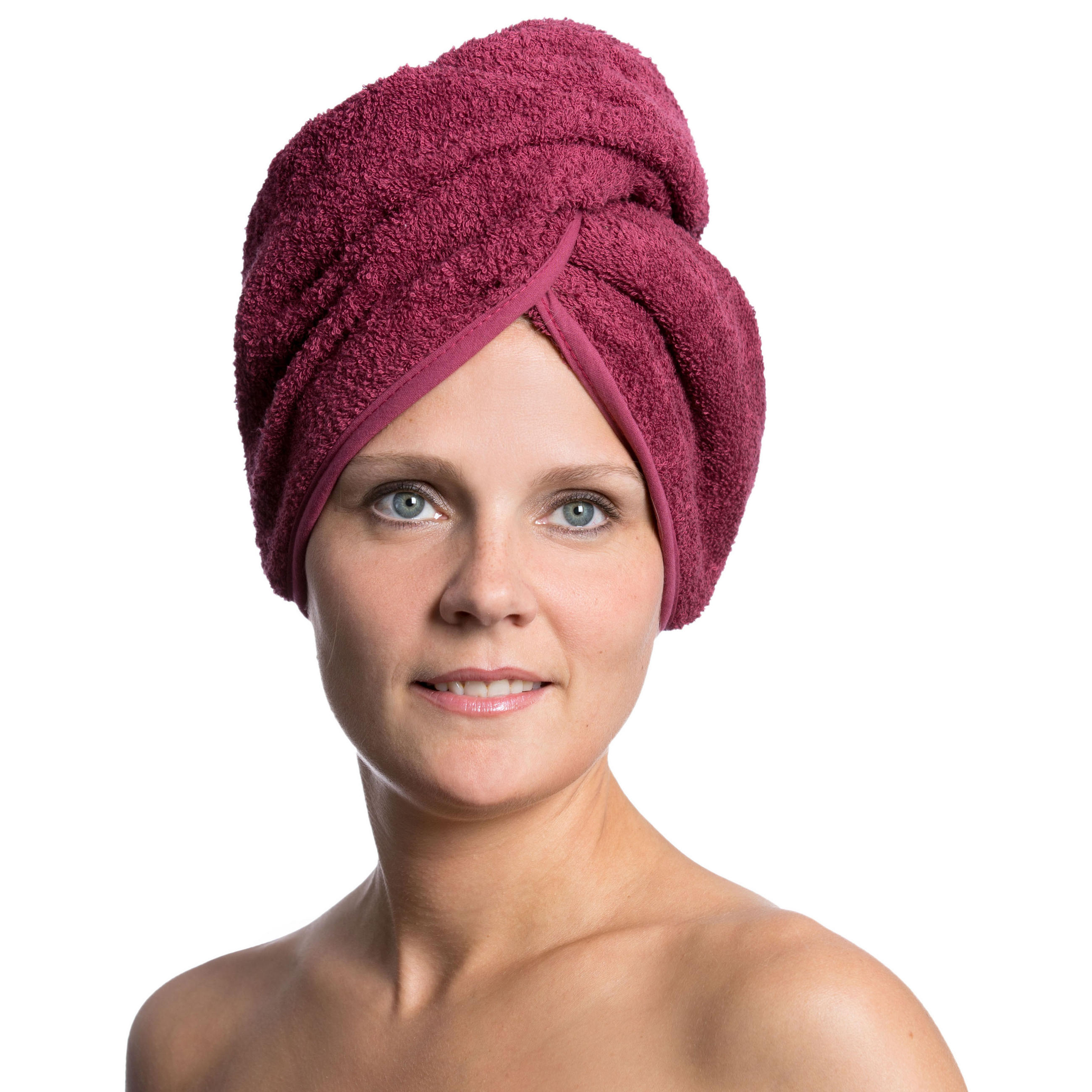 HAARTURBAN, 23x64 cm, 100% Baumwolle, Rot - Brombeere, Textil (23/64cm) - Zollner