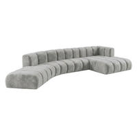 ECKSOFA Modulares In L-Form, Velvet-Stoff Riviera, Grau, Rechts, GRAND Round - Grau, Holz (445/179cm) - Kaiser Möbel