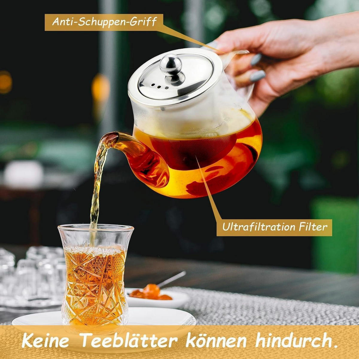 TEEKANNE Glas 450 ml mit Edelstahlfilter - Transparent, Glas (10/10cm)