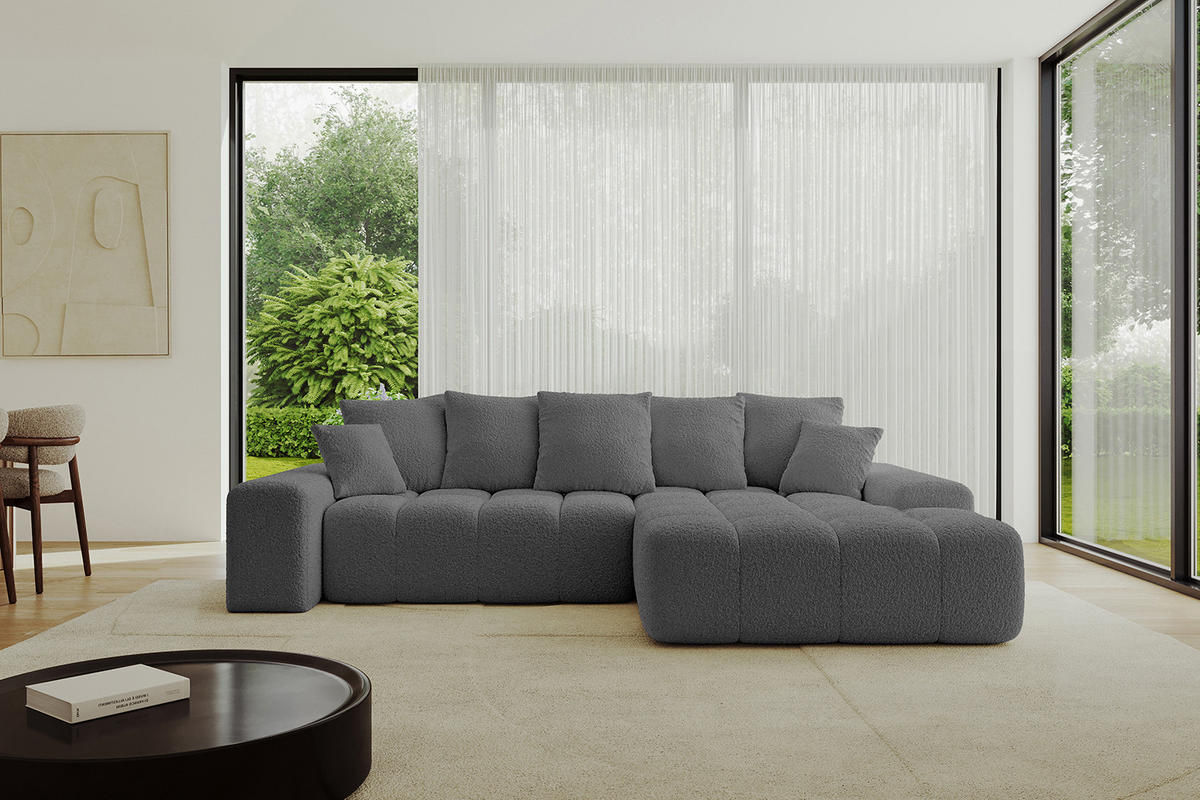 ECKSOFA Ottomane Rechts ENSI-L - 267x164x88 cm Platinfarben - Platinfarben, Holzwerkstoff/Kunststoff (164/267cm) - ALTDECOR