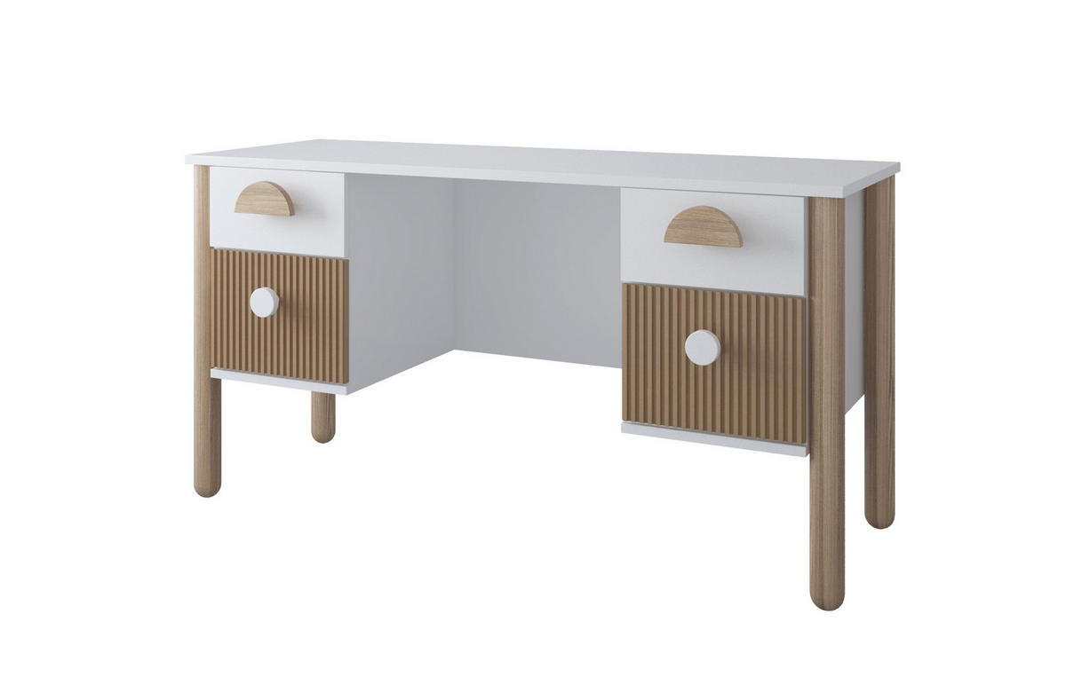 KINDERSCHREIBTISCH Bebella - Weiß, Naturmaterialien (53/74/140cm) - kiki design