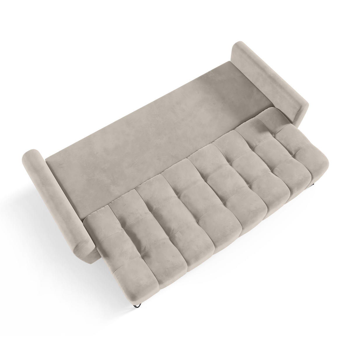 SCHLAFSOFA Malaga 3-Sitzer, Beige - Beige/Schwarz, Textil (223/93/100cm) - Beautysofa