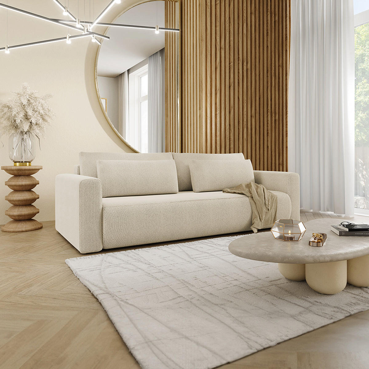 SOFA Evy 3 Sitzplätze Beige - Beige, Holz (238/82/105cm) - Petits-meubles