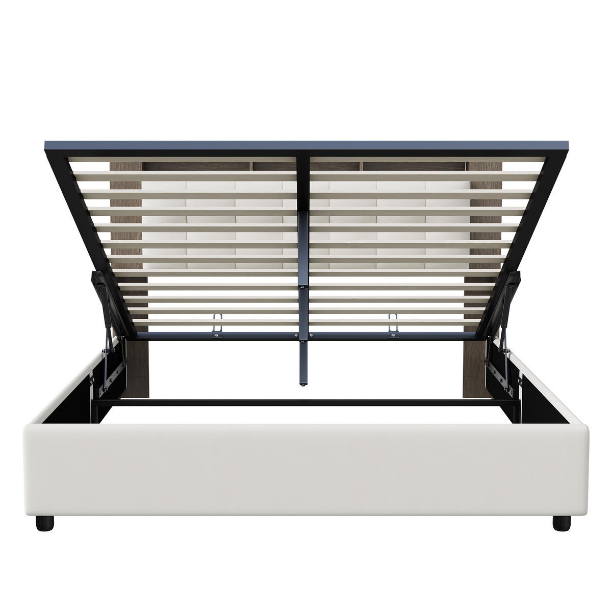 POLSTERBETT Holzdekor 140/200 cm mit Bettkasten & Qi-Ladepad Samtoptik Beige - Beige, Textil (140/200cm) - Creahappy