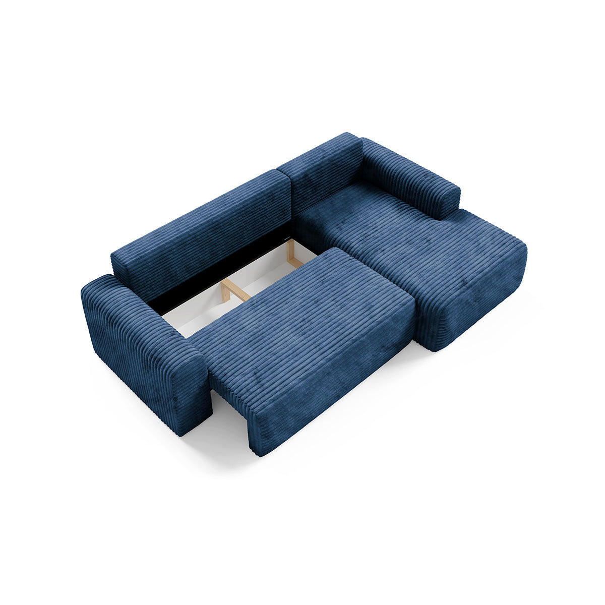 ECKSOFA Romeo 3 Sitzplätze Dunkelblau - Blau, Holz (268/163cm) - Petits-meubles