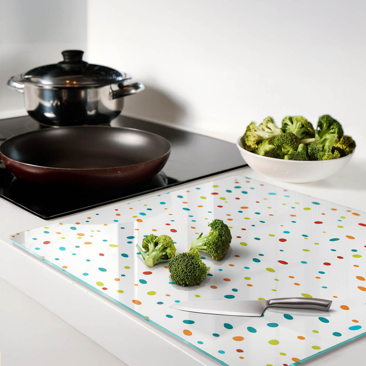 GLASPLATTE 60x52 cm Farbige Punkte - Multicolor, Glas (60/0.4/52cm) - TULUP