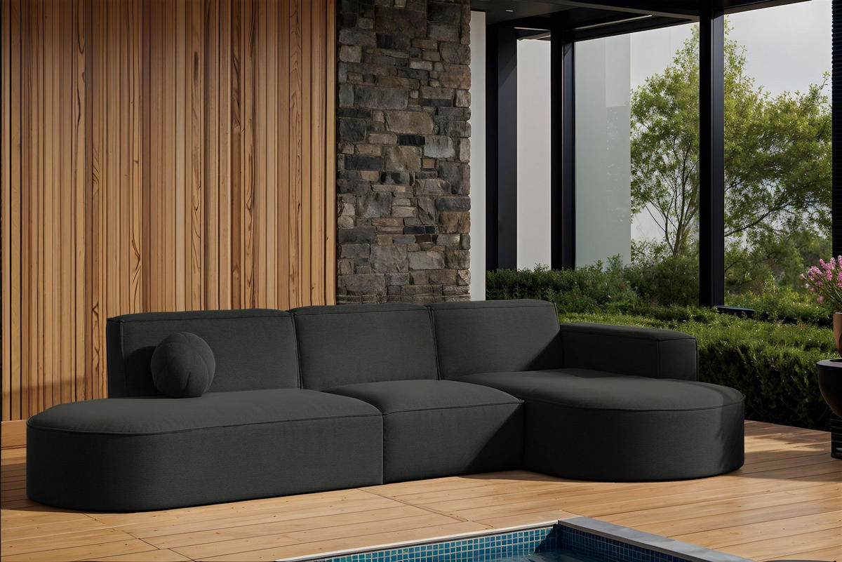 ECKSOFA Sunday - Anthrazit, Holzwerkstoff (296/78/165cm) - Fun Möbel