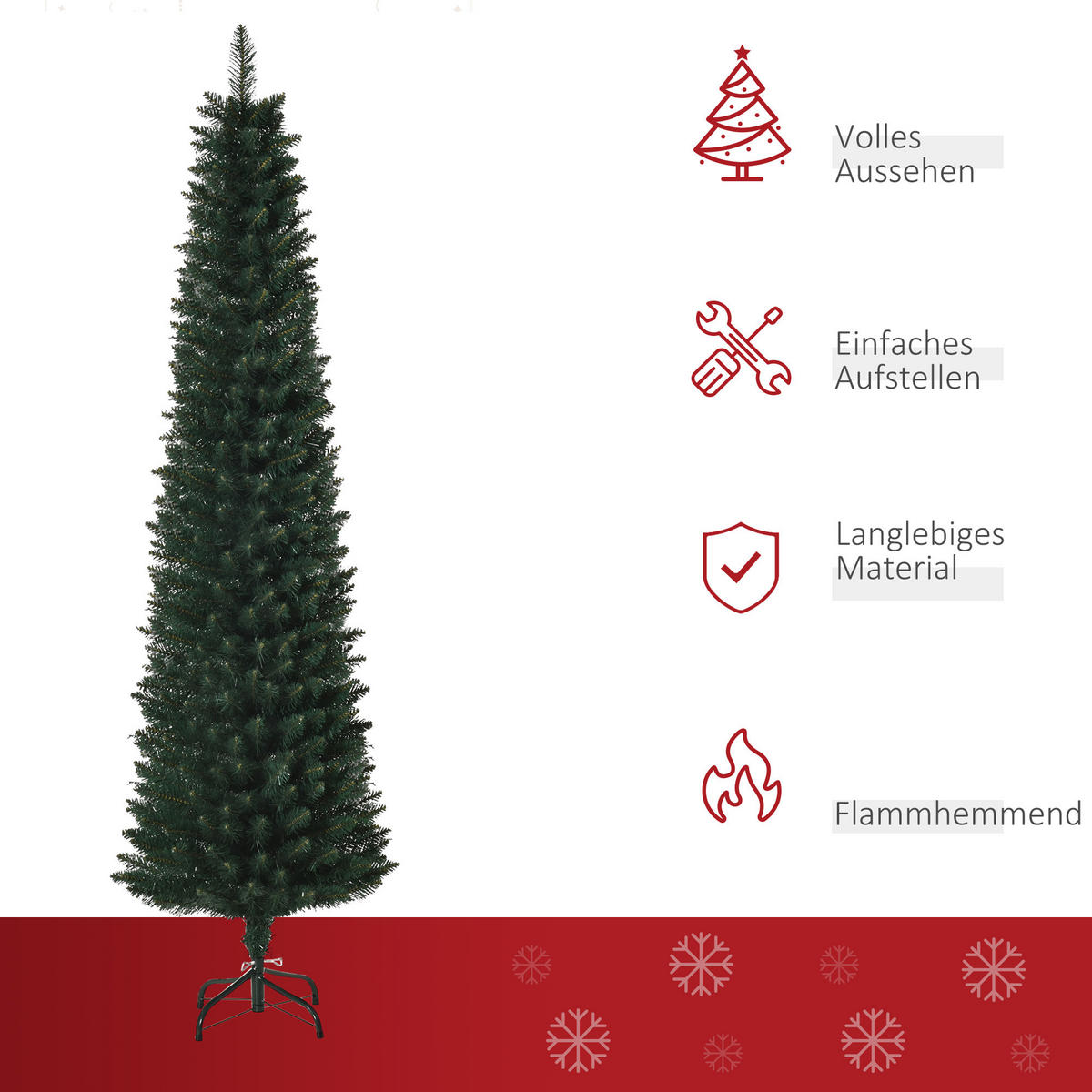 WEIHNACHTSBAUM 180 cm, stabile Basis, Grün - Grün, Kunststoff (180cm) - HOMCOM