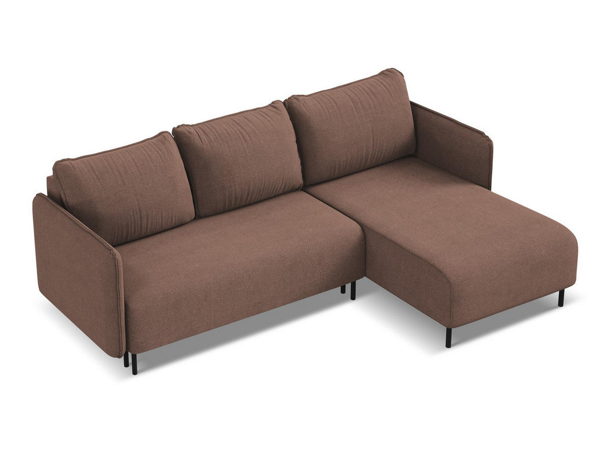 ECKSOFA mit Schlaffunktion Strukturstoff Stoff Pink - Pink/Hellrosa, Holz/Textil (236/162cm) - Makamii