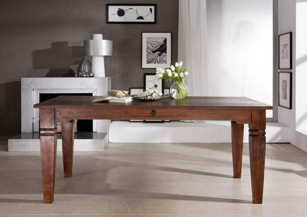 ESSTISCH Akazie 200x100x76 nougat lackiert OXFORD #605 - Dunkelbraun, Holz (100/200/76cm) - Massivmoebel24