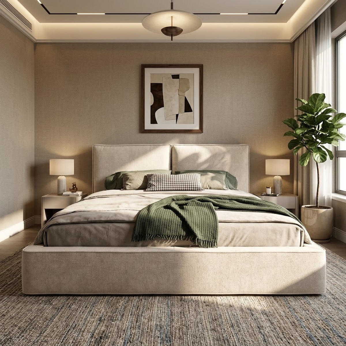 POLSTERBETT 180/200 cm aus Chenille mit Bettkasten und Matratze - Beige, Textil (180/200cm) - Flora Grace