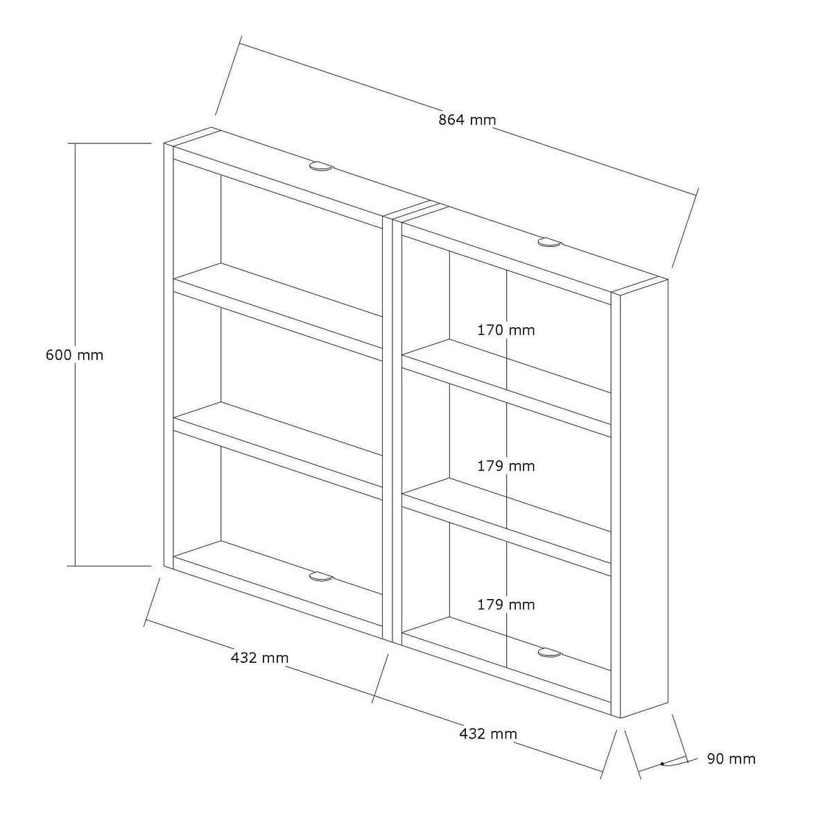 WANDREGAL mit 6 Ablagen - joy 84,6/9/60 cm - Beige, Holzwerkstoff (9/60/84.6cm) - Calicosy