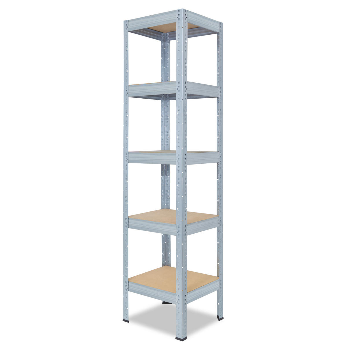 SCHWERLASTREGAL PRO 200x30x30 cm in verzinkt mit 5 Böden und 200 kg Traglast pro Boden - Silberfarben, Metall (30/200/30cm) - shelfplaza
