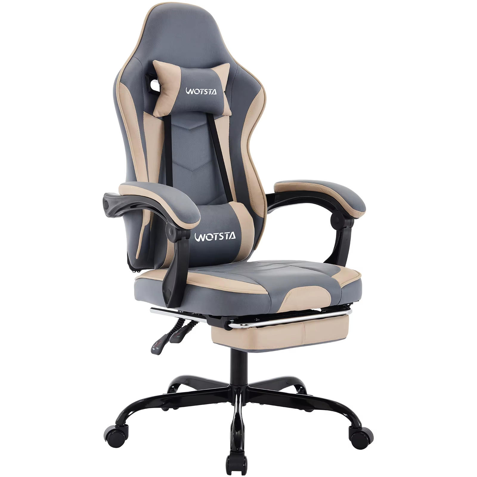 GAMINGSTUHL mit Fußablage Kopfstütze & Lendenkissen Hellblau - Hellblau, Metall (63/125/54cm) - Kaket