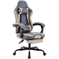 GAMINGSTUHL mit Fußablage Kopfstütze & Lendenkissen Hellblau - Hellblau, Metall (63/125/54cm) - Kaket