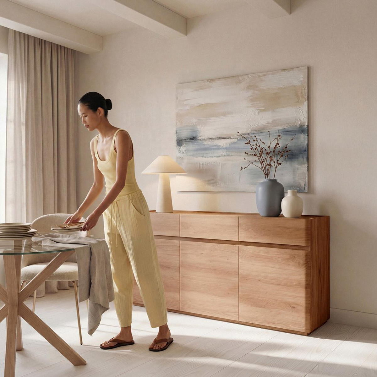 ANRICHTE NIEDRIGE Einar Natürlich 150 cm x 80 cm - Naturfarben, Holzwerkstoff (150/80/40cm) - Klast Home