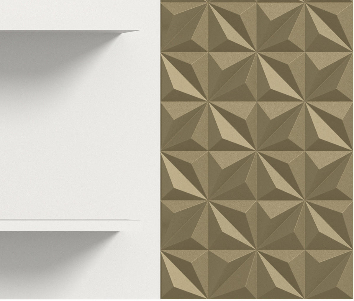 WANDBOARD weiß, Gold 140 cm, Wandregal mit 3D-Struktur - Goldfarben/Weiß, Holzwerkstoff (140/53/17cm) - Inn.Furn