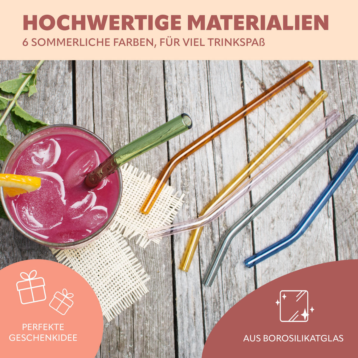 GLAS-TRINKHALME, bunt, Borosilikatglas - Multicolor, Glas (0.8/20cm) - bremermann