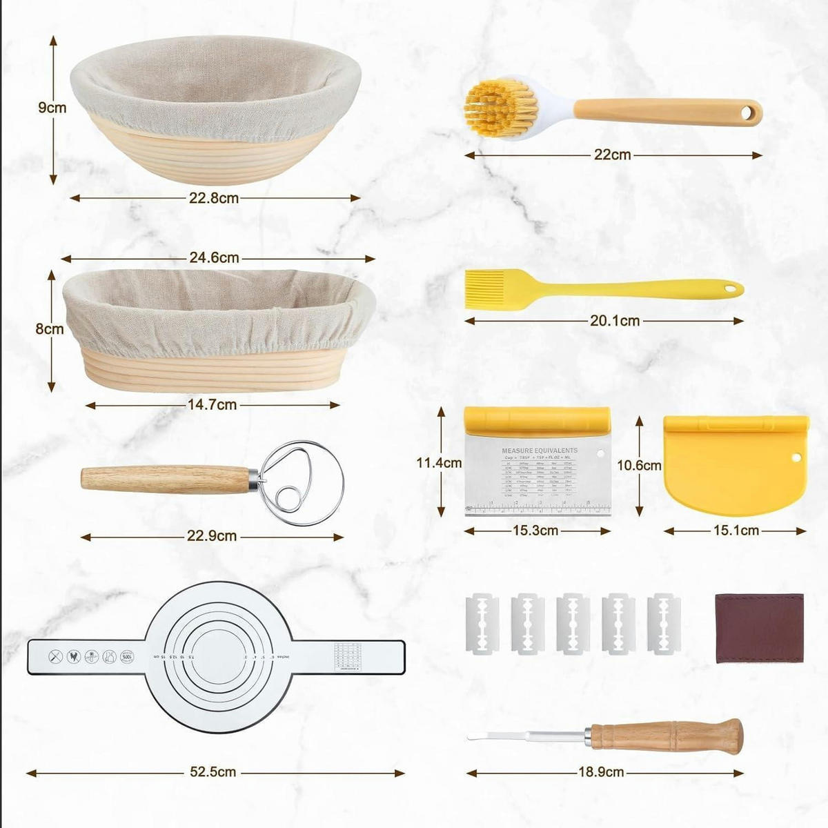 GÄRKÖRBCHEN-SET 9-teilig Naturrattan Oval und Rund mit Zubehör - Multicolor, Naturmaterialien (5/10/10cm)