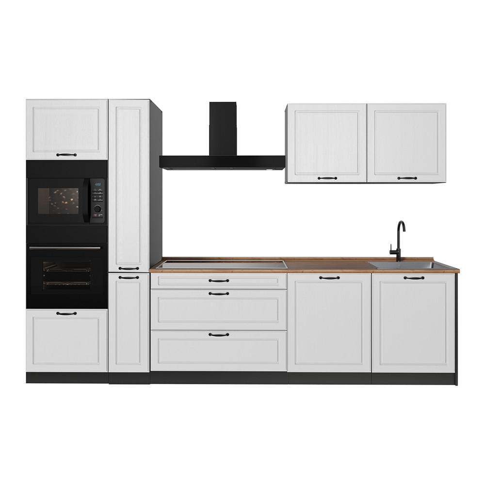KUCHYNKA R-Line, Biely vidiecky dom/antracitová, 310 cm Goldkraft tammi työtaso - biela/antracitová, kompozitné drevo (310/206.8/60cm) - Vicco