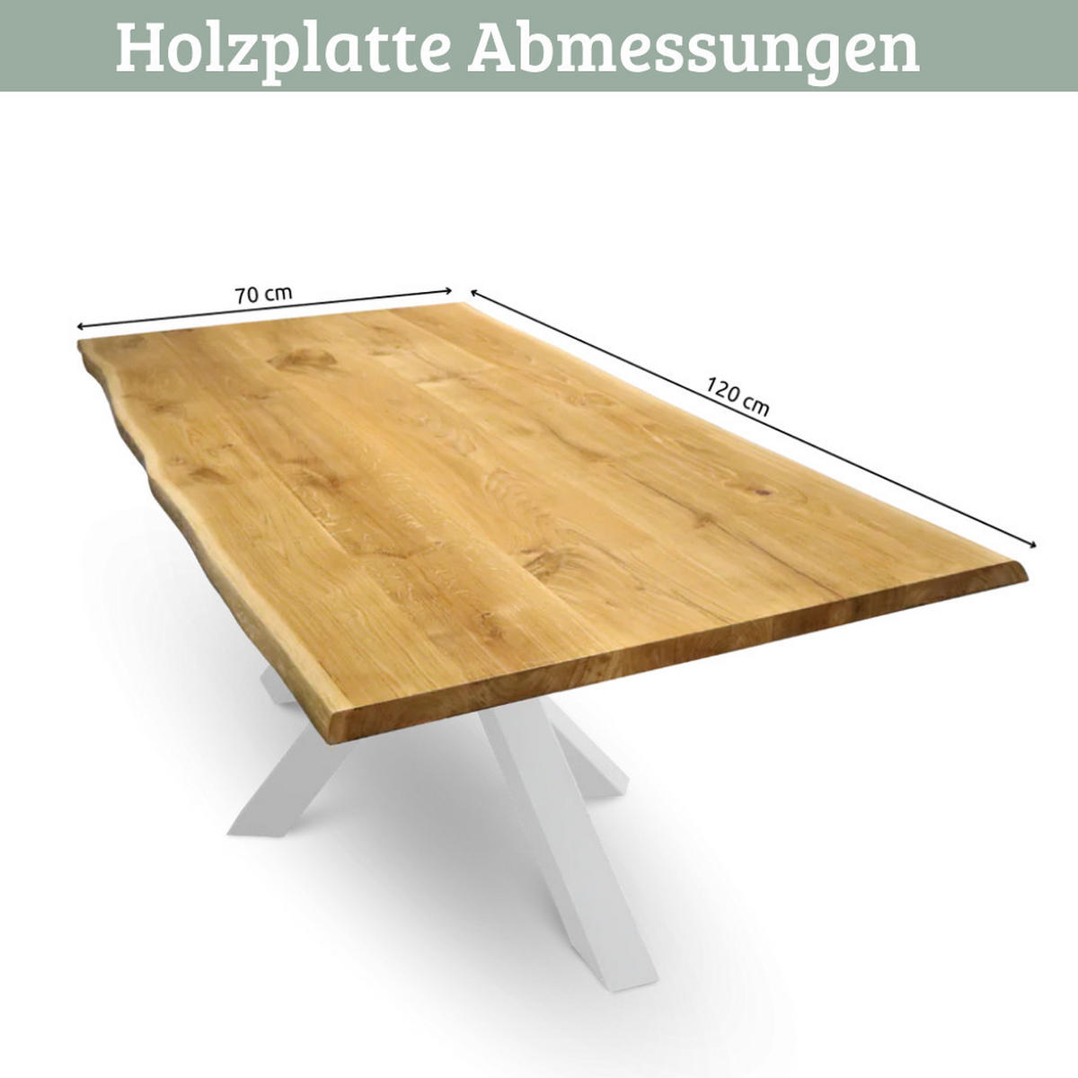 MASSIVHOLZPLATTE Eiche mit Baumkante ERIK 120x70 cm Tischplatte rechteckig - Braun, Holz (120/70/4cm) - DELUKE
