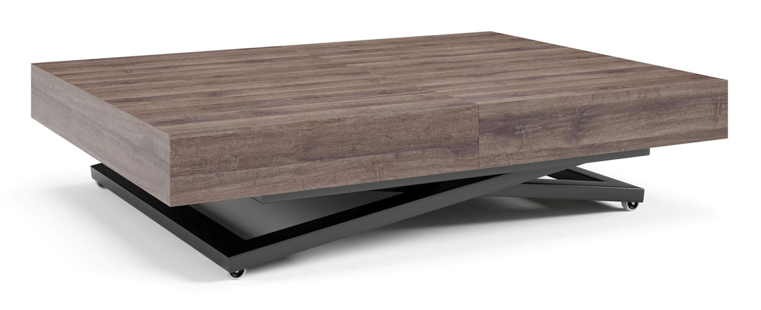 COUCH-/ESSTISCH Sanna U Sherman Eiche anthrazit 120 - 200 / 80 / 27 - 80cm - Anthrazit/Schwarz, Holz/Holzwerkstoff (80/120/27cm) - Feldmann-Wohnen